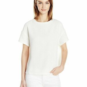 ANNE KLEIN IVORY PERFORATED DOTs SHORT SLEEVES CARRER BLOUSE TOP SIZE: 12 NWT